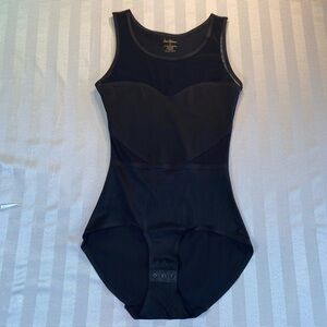 Sam Edelman Black Bodysuit with Mesh Insets With Sweetheart Neckline Size S